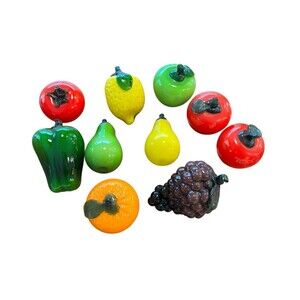 Vintage Glass Lot of 10 Pcs Vegetables‎ & Fruits Murano Style Art Deco